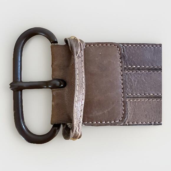 Giorgio Armani Vintage Designer Wide Tan Leather Belt 28-31” - Picture 3 of 4